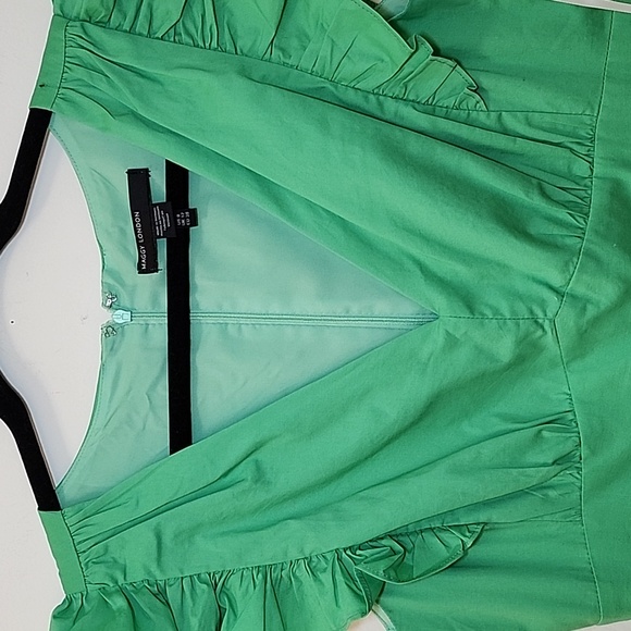 Maggie London Green  V- Neck Sleeveless Solid Maxi  Dress Sz 8 - Picture 6 of 16